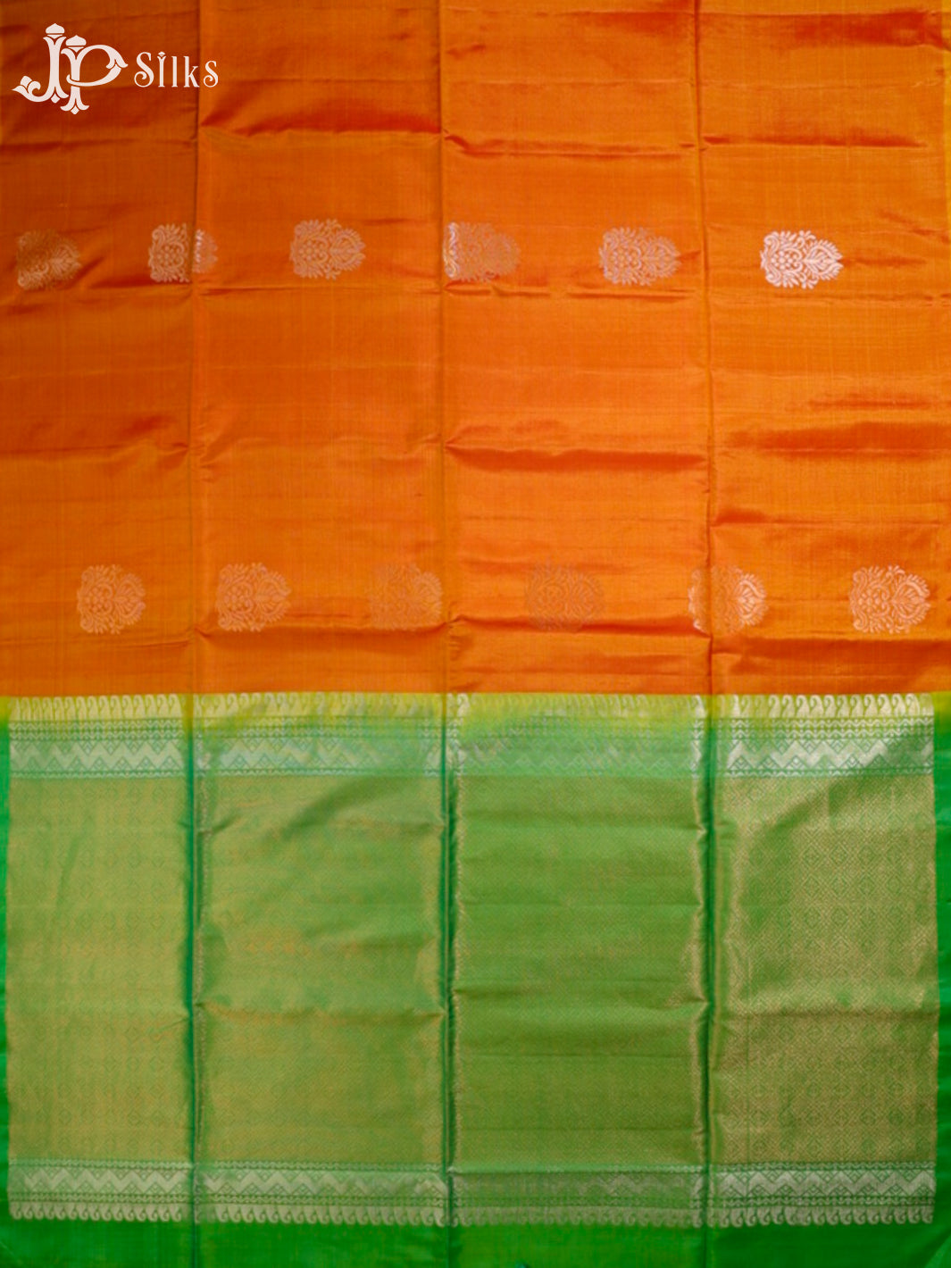 Rust Orange & light Green Soft Silk Saree - C2000-view4