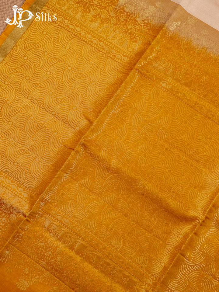 Off White and Mustard Soft Silk Saree - G424 “View8”