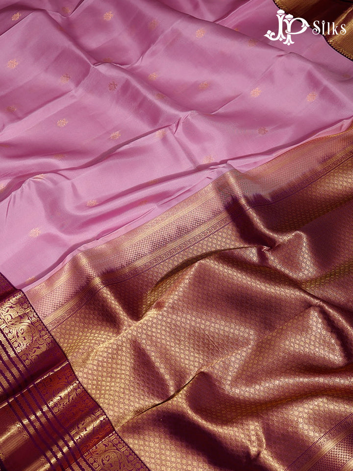 Baby pink Pure & Dark Purple Silk Mix Saree -h20