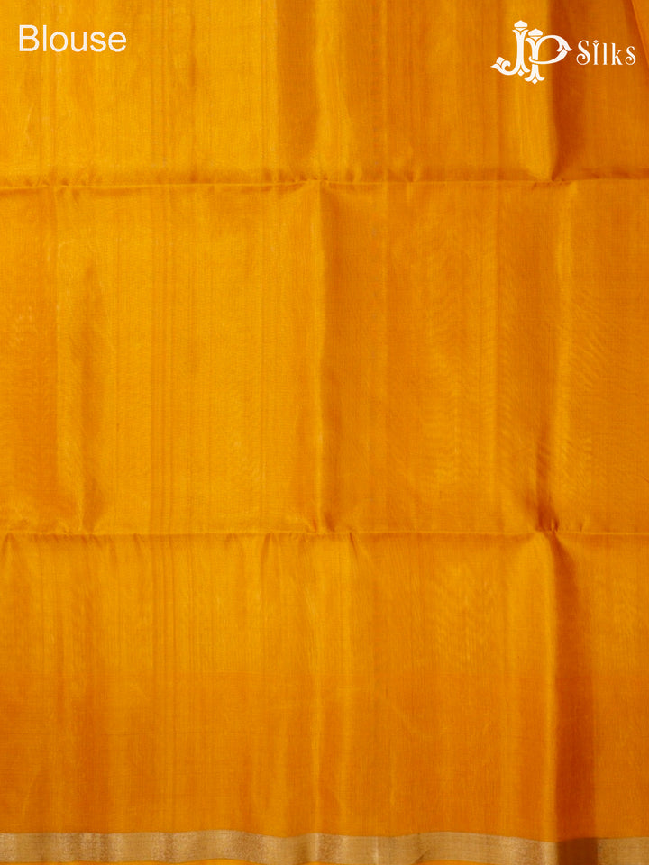 Off White and Mustard Soft Silk Saree - G424 “View9”