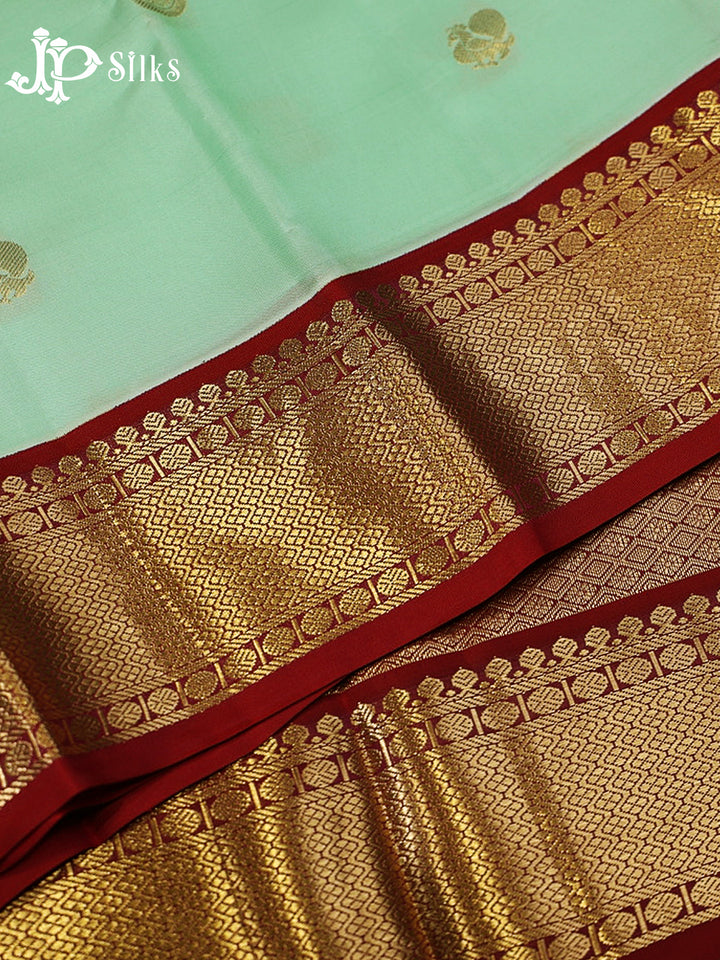 Mint Green & Maroon Pure Silk Mix Saree - G945