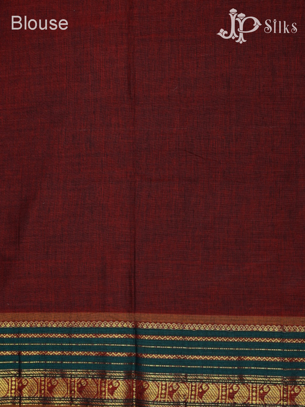 Maroon with Ramar Green Cotton Saree - E2784 - View 6