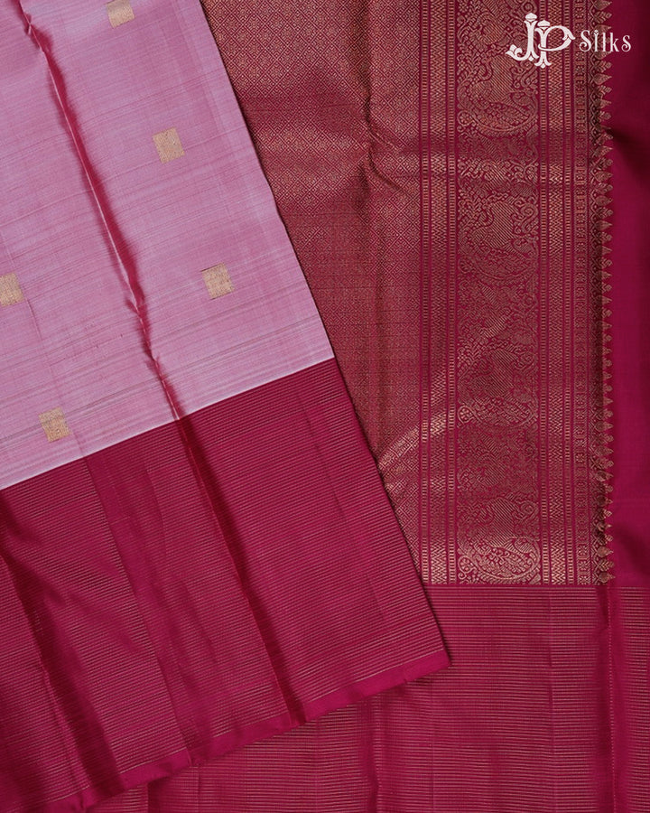 Onion Pink And Maroon Kanchipuram Silk Saree - F3483