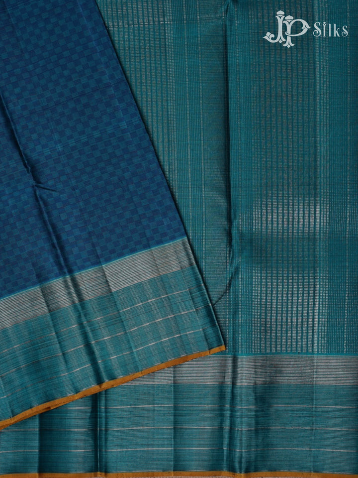 Sea Blue Kanchipuram Silk Saree - E5119 - View 2