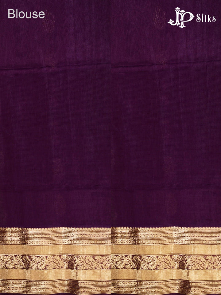 Greyish Violet and Violet Kora Cotton Saree - G340