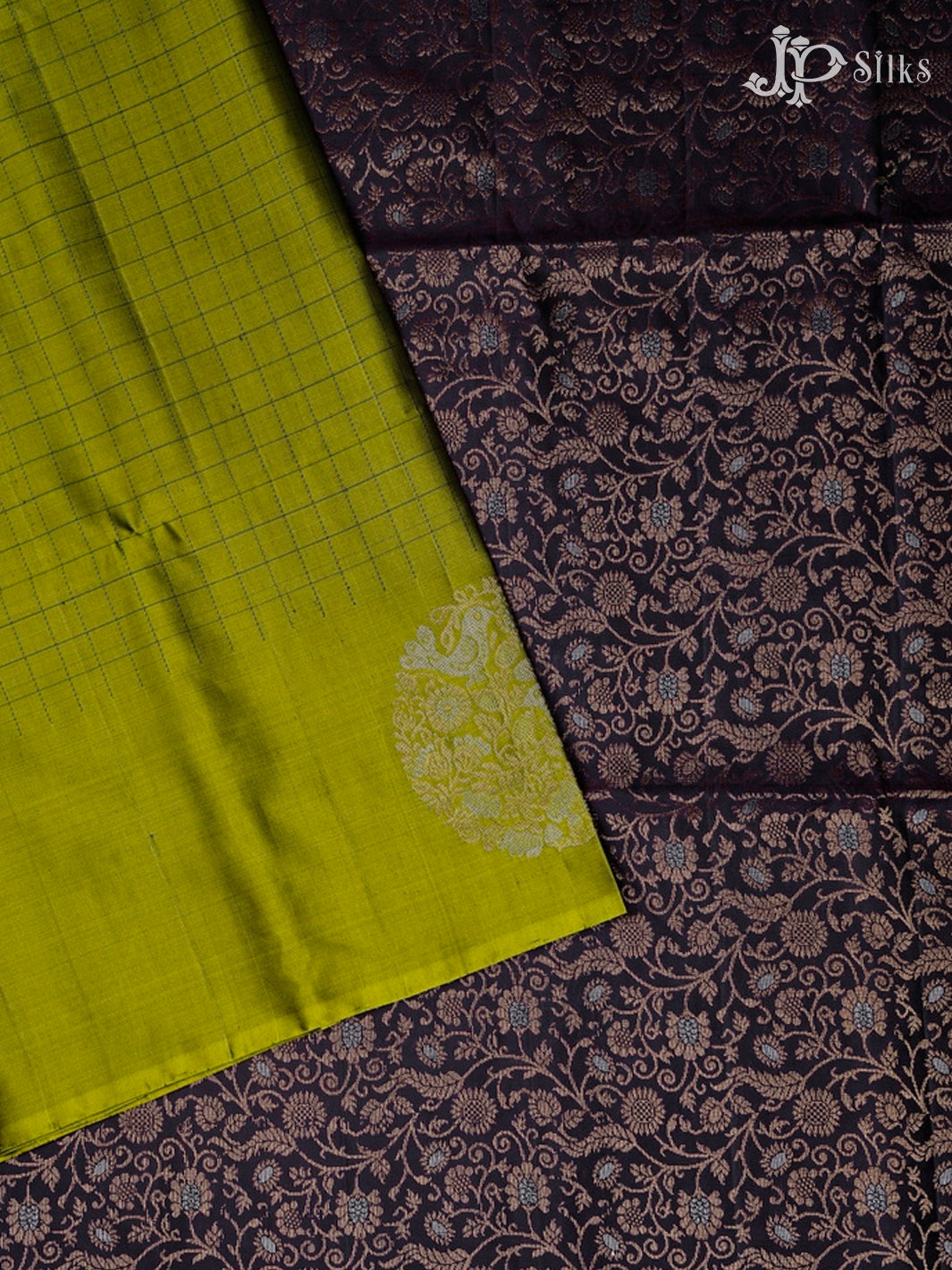 Mehandi Green And Deep Violet Soft Silk Saree - F3472