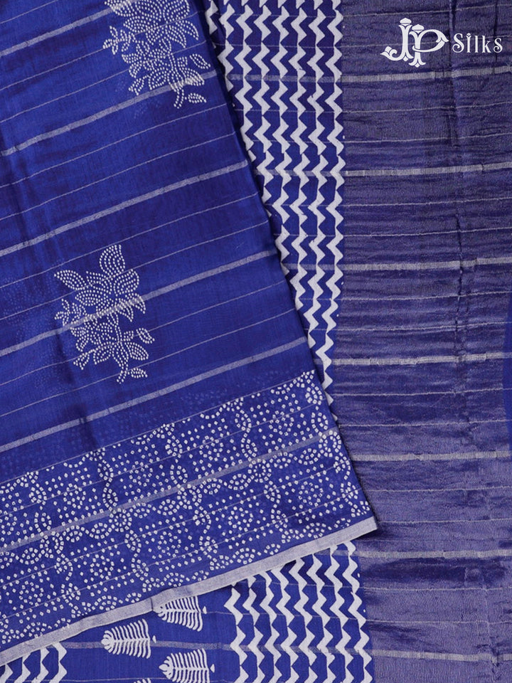 Blue Semi Chanderi Saree - F2804