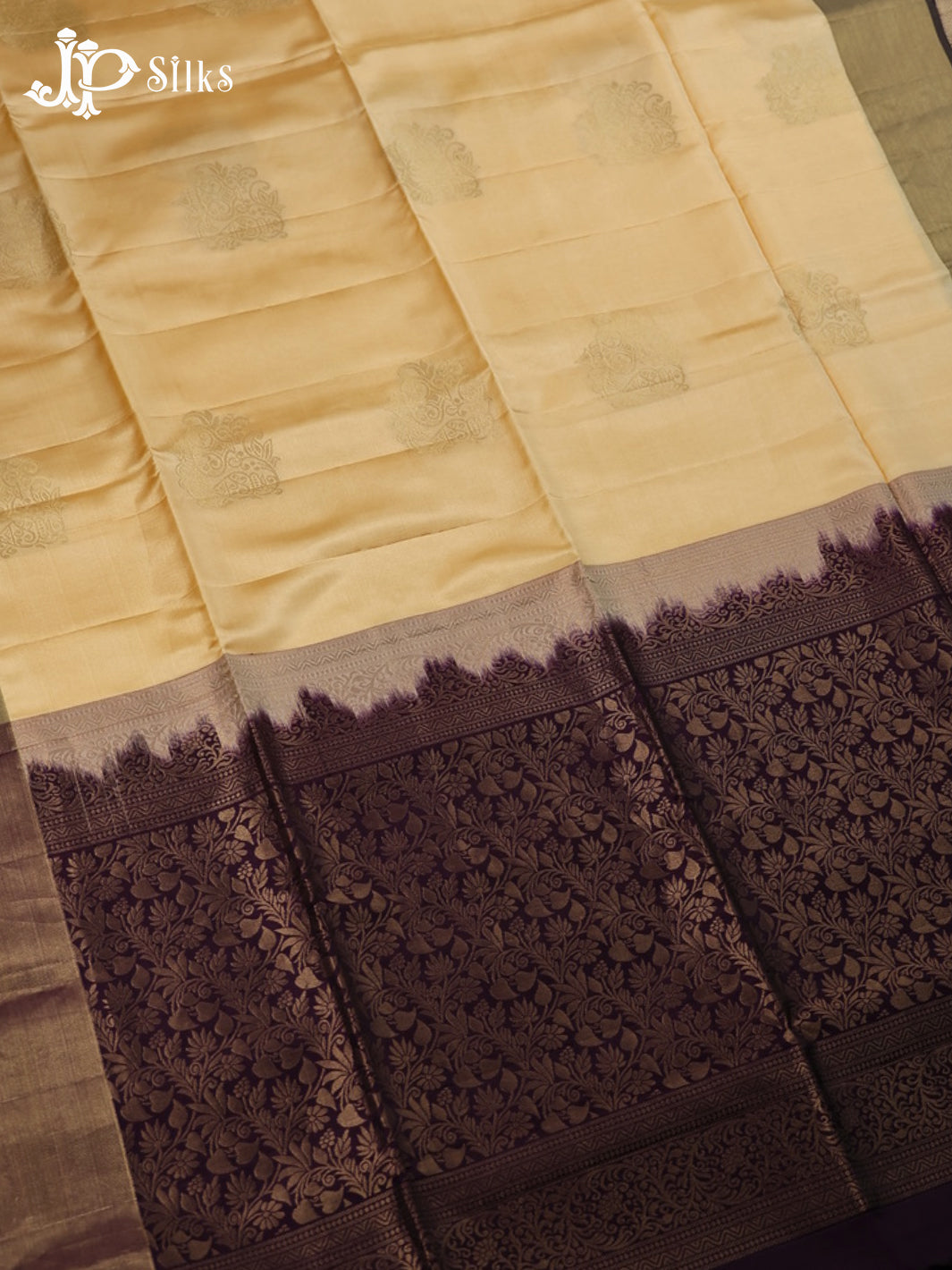 Cream with Deep Wine Soft Silk Saree - F2225 - View 3