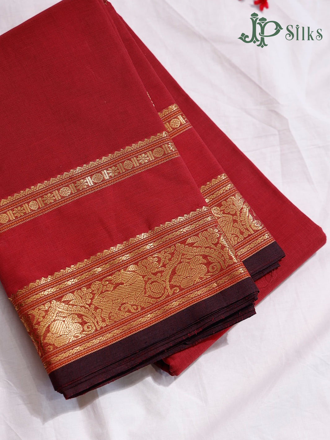 Red Kanchi Cotton Saree H32