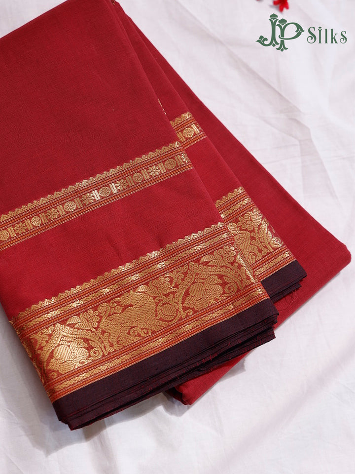 Red Kanchi Cotton Saree H32