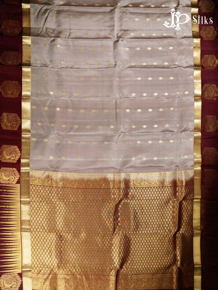 Grey & Maroon Pure Silk Mixed Saree - G324-view4
