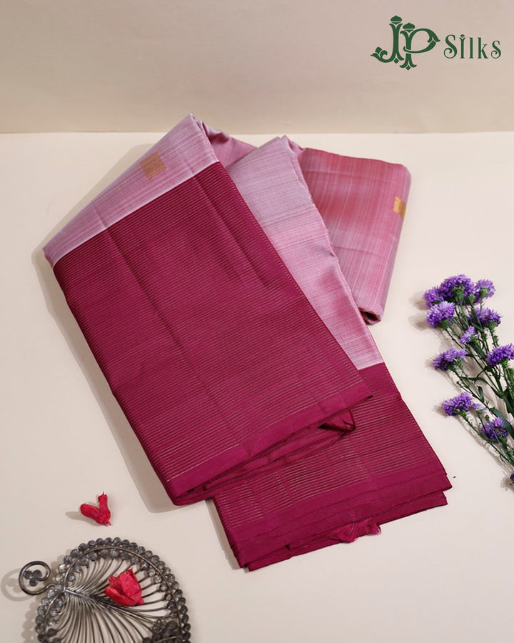 Onion Pink And Maroon Kanchipuram Silk Saree - F3483