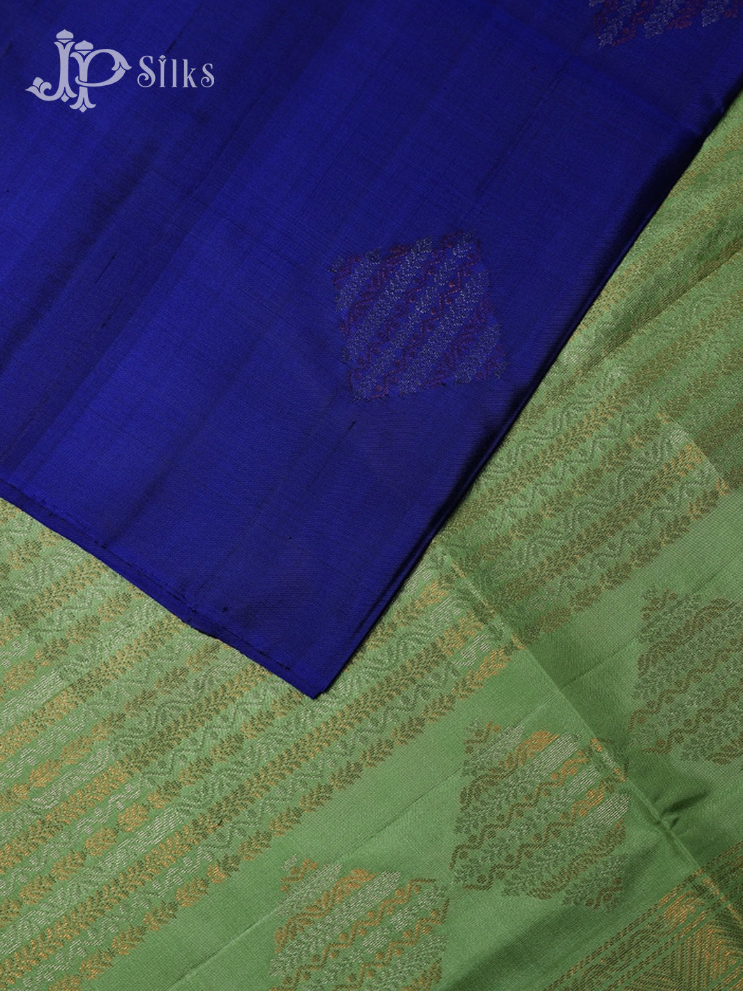 Navy Blue with Pista Green Soft Silk Saree - E4549 - View 3