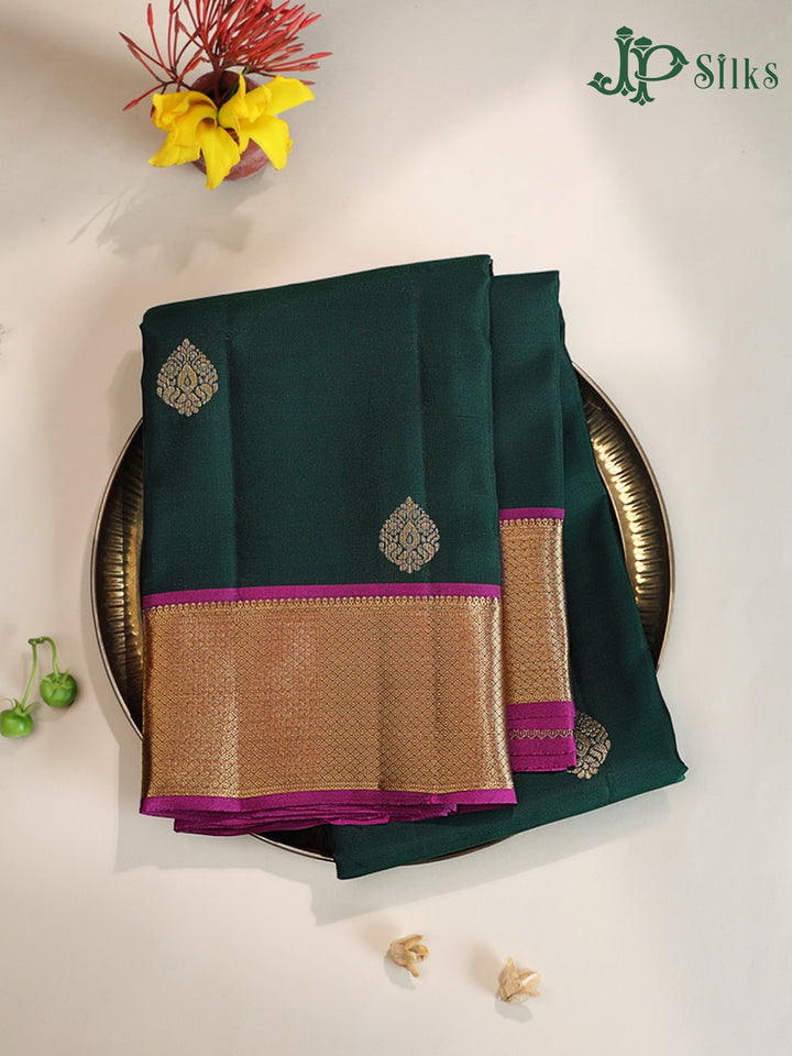 Bottle Green & Dark Magenta Pure Silk Mix Saree - G927