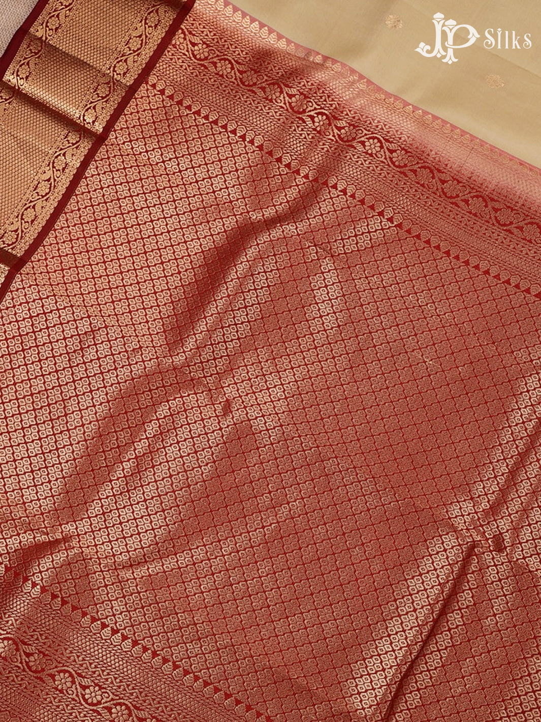 Beige And Maroon Pure Silk Mixed Saree - G65