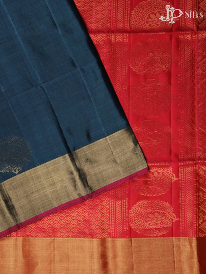 Elephant Grey with Reddish Pink Soft Silk Saree - F2224 - View 2