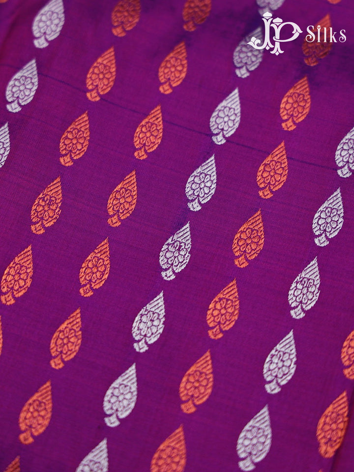 Purple and Yellow Pattu Pavadai - D5934 - View 3