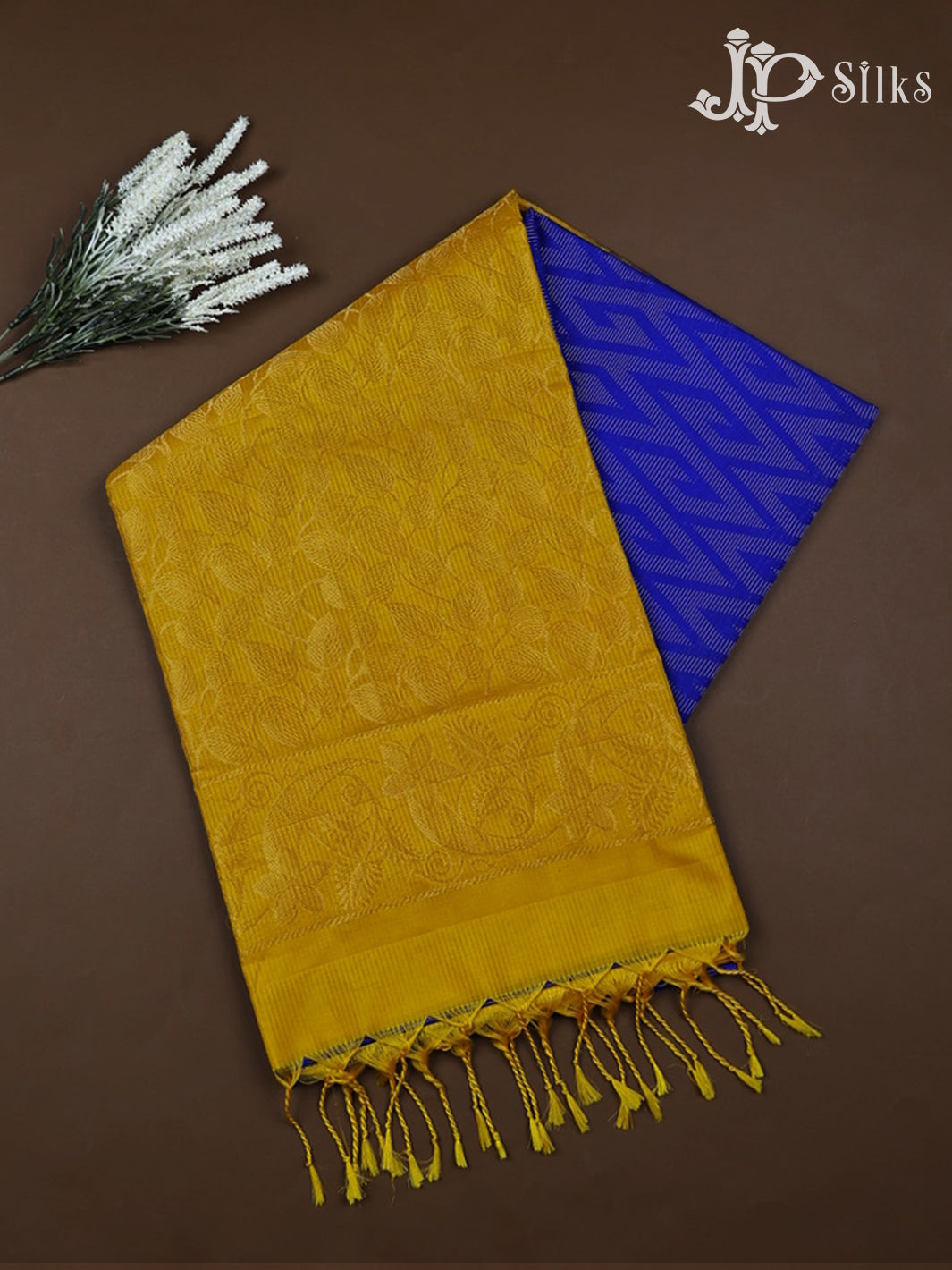 Blue and Yellow Soft Silk Saree - F2354 - View 1