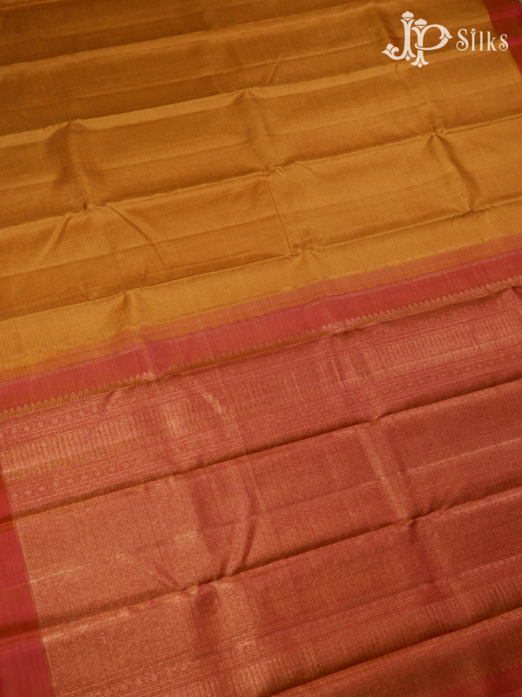 Yellow with Sunset Orange Kanchipuram Silk Saree - D8174 - View 3