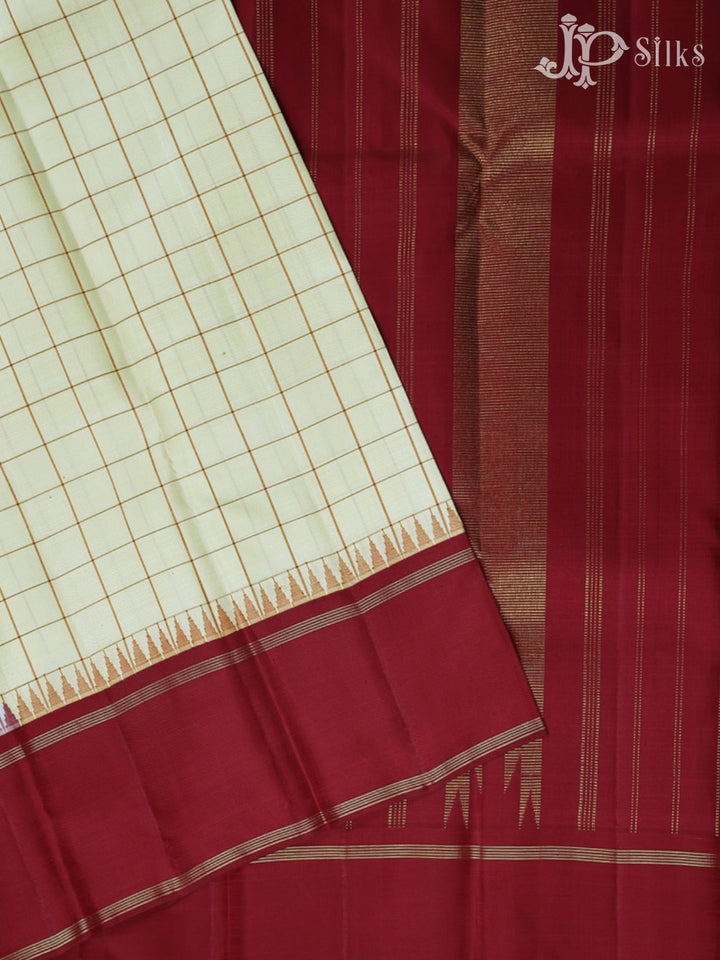 White with Red Kanchipuram Silk Saree - F2344 - View 2