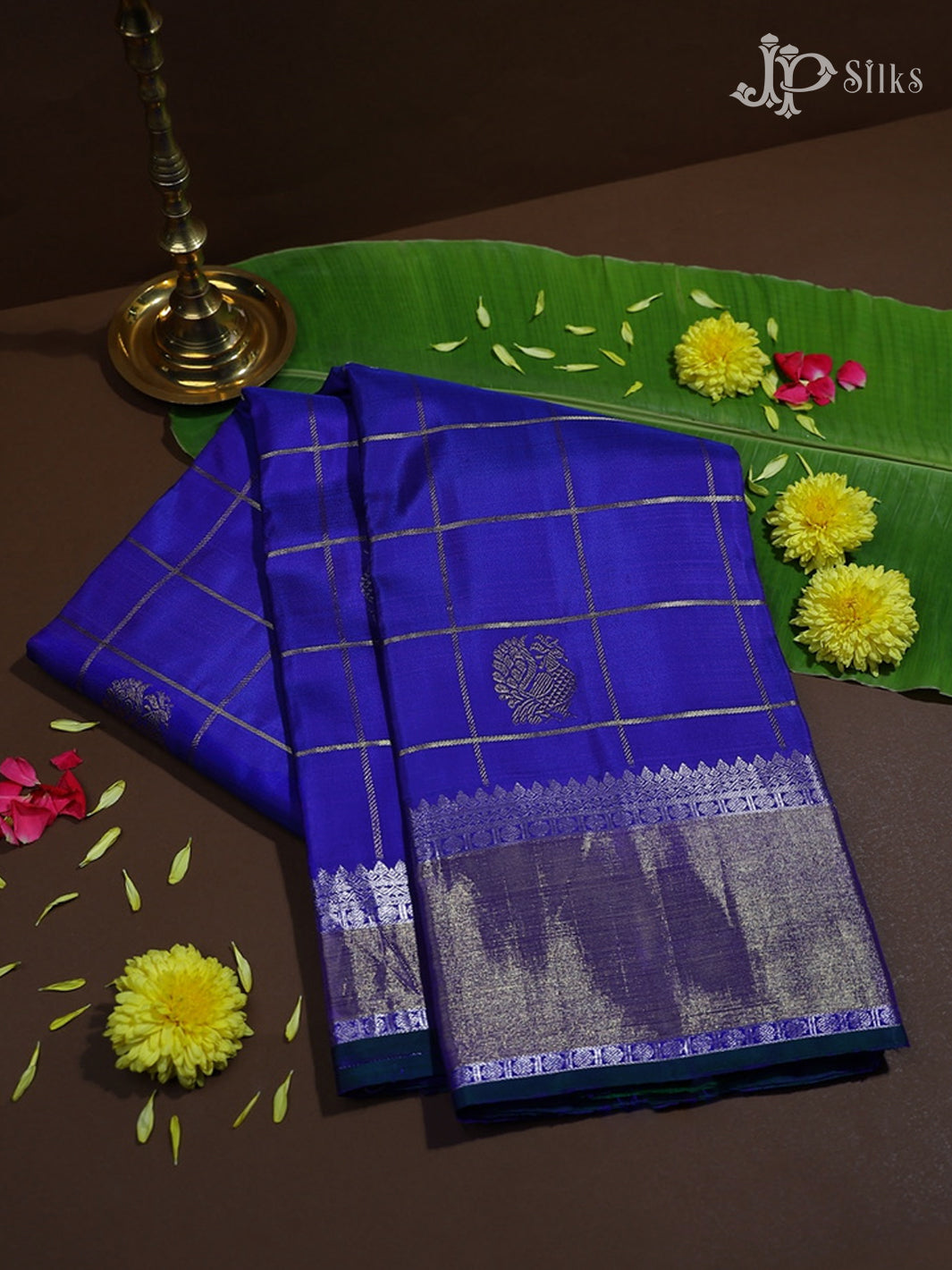 Ink Blue Kanchipuram Silk Saree - A1397 - View 1