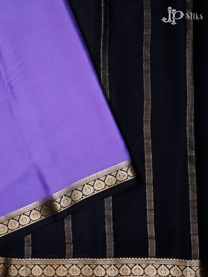 Dark Lavender And Black Mysore Silk Saree - F2457