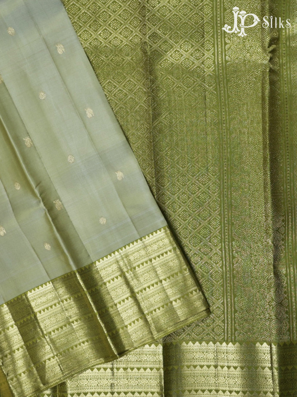 Light Green with Olive Green Kanchipuram Silk saree - F2365 - View 2