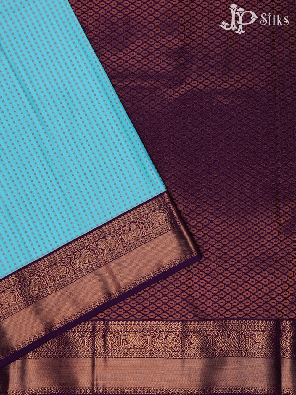 Sky Blue with Purple Art Silk Saree - F2410 - View 2