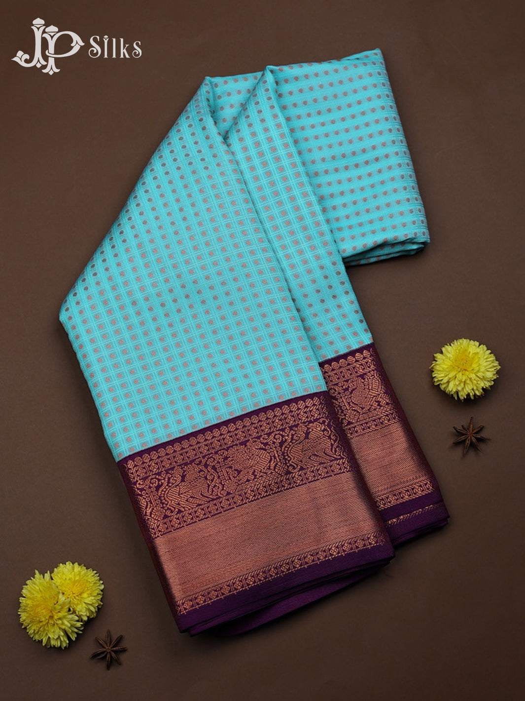 Sky Blue with Purple Art Silk Saree - F2410 - View 1