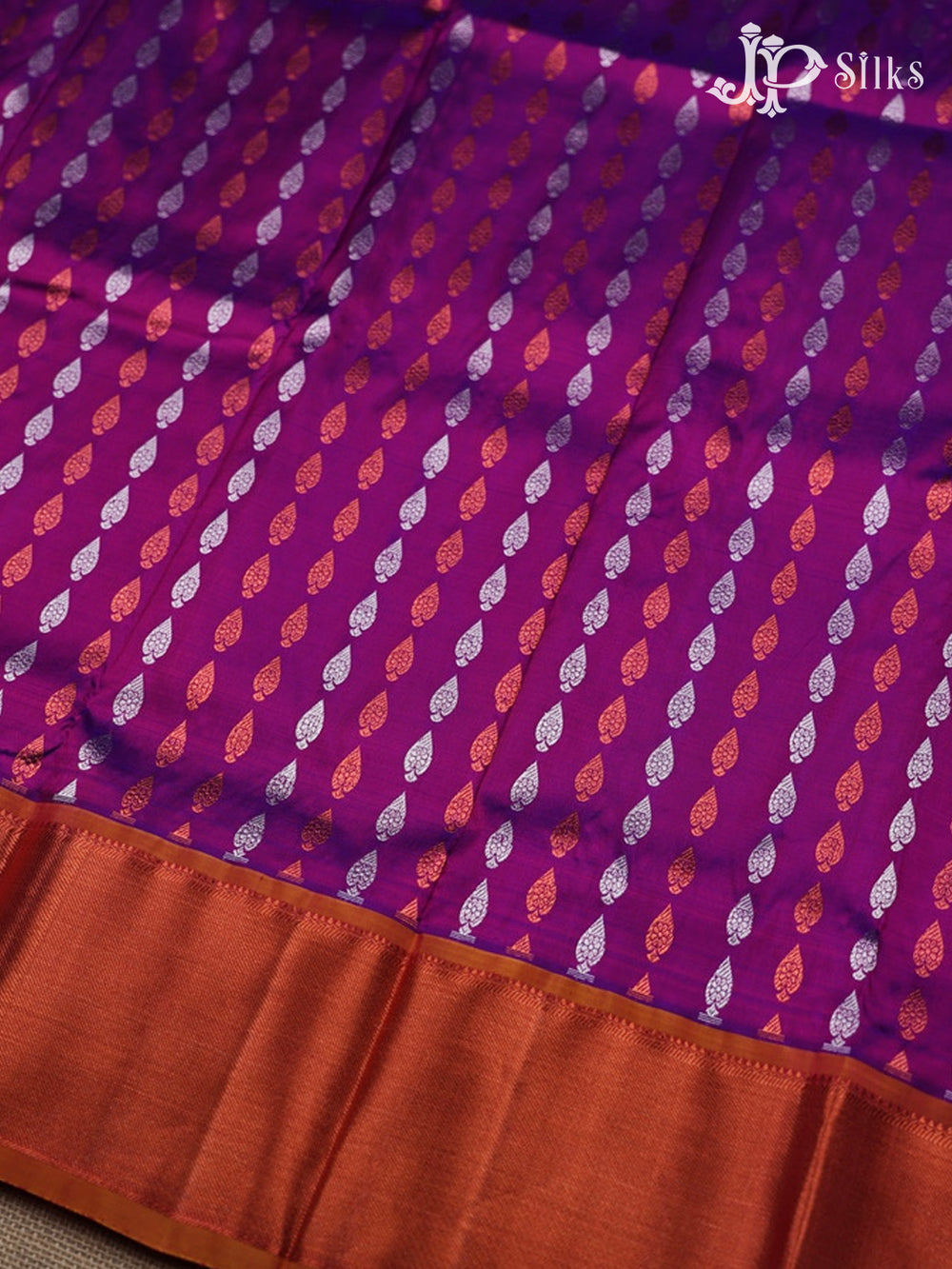 Purple and Yellow Pattu Pavadai - D5934 - View 2