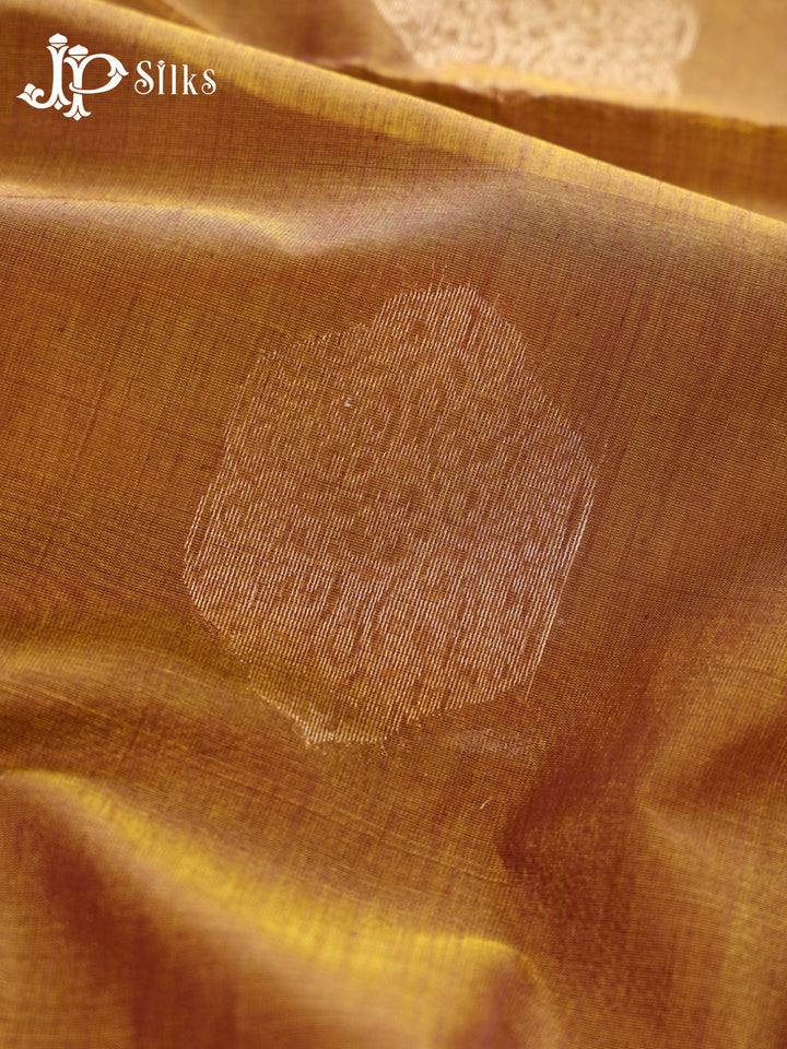 Golden Brown and Deep Violet Kora Cotton Saree - G914
