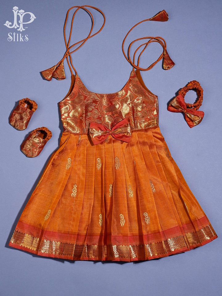 Orange Small Motif Frock | 1 m - 8 m - F3434