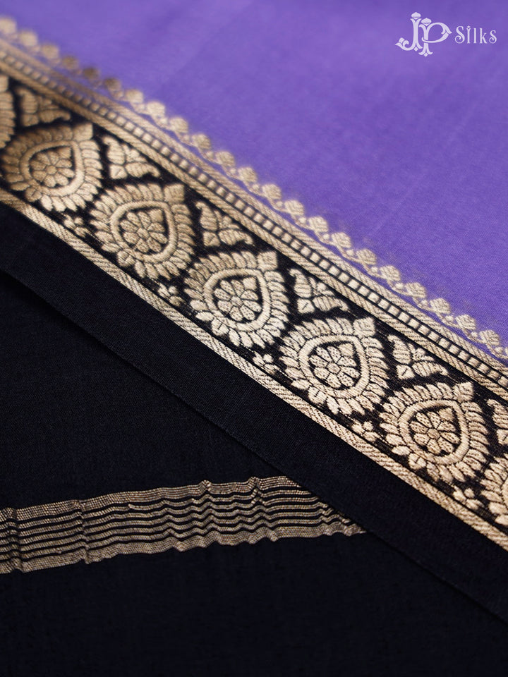 Dark Lavender And Black Mysore Silk Saree - F2457