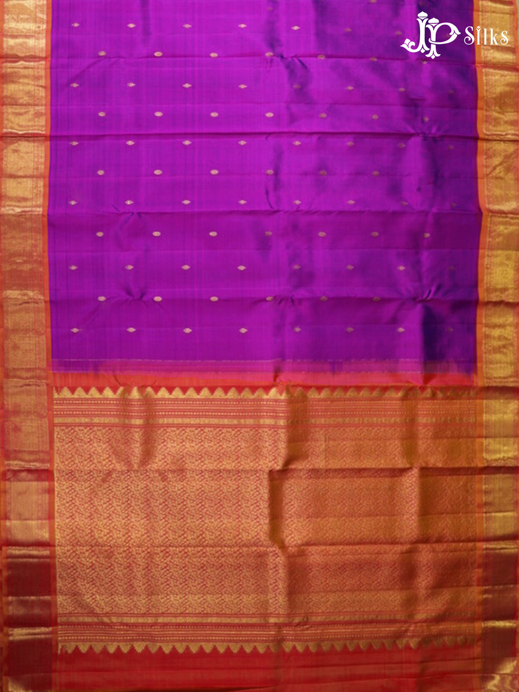 Purple & Golden Pink Kanchipuram Silk Saree - G869