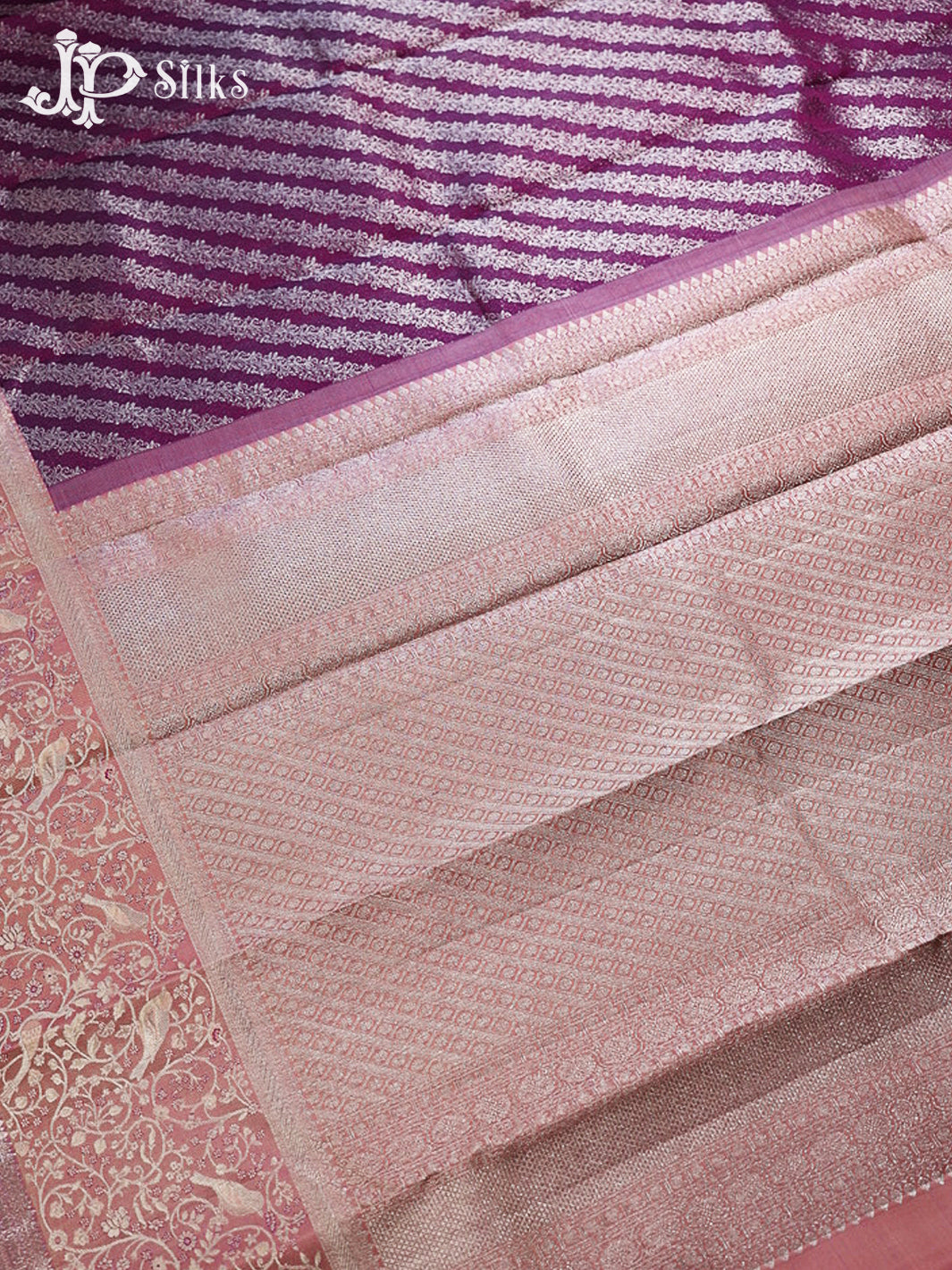 Deep Purple & Peachy Pink Kanchipuram Silk Saree - G853