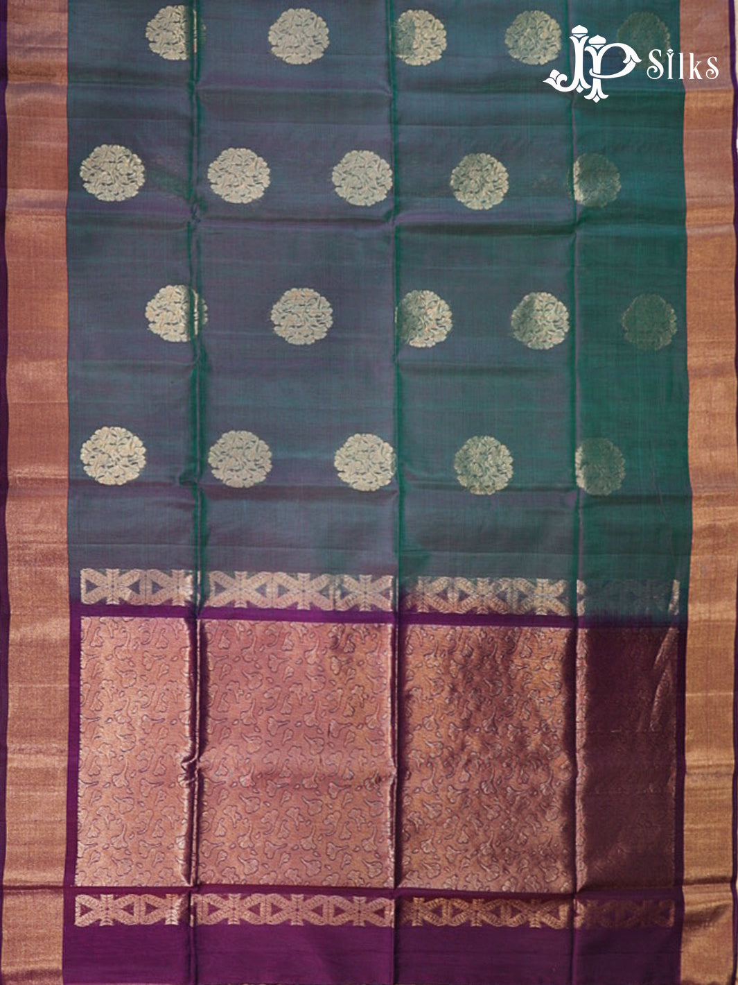 Dual shade of Blue And Deep Violet Kora Cotton Saree - G907