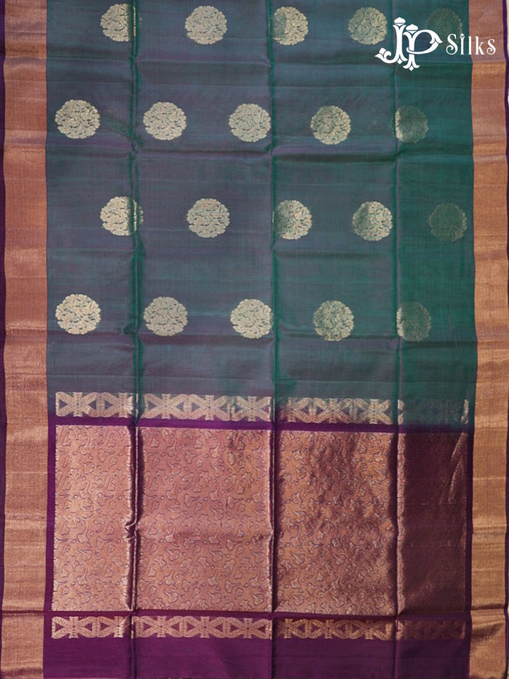 Dual shade of Blue And Deep Violet Kora Cotton Saree - G907