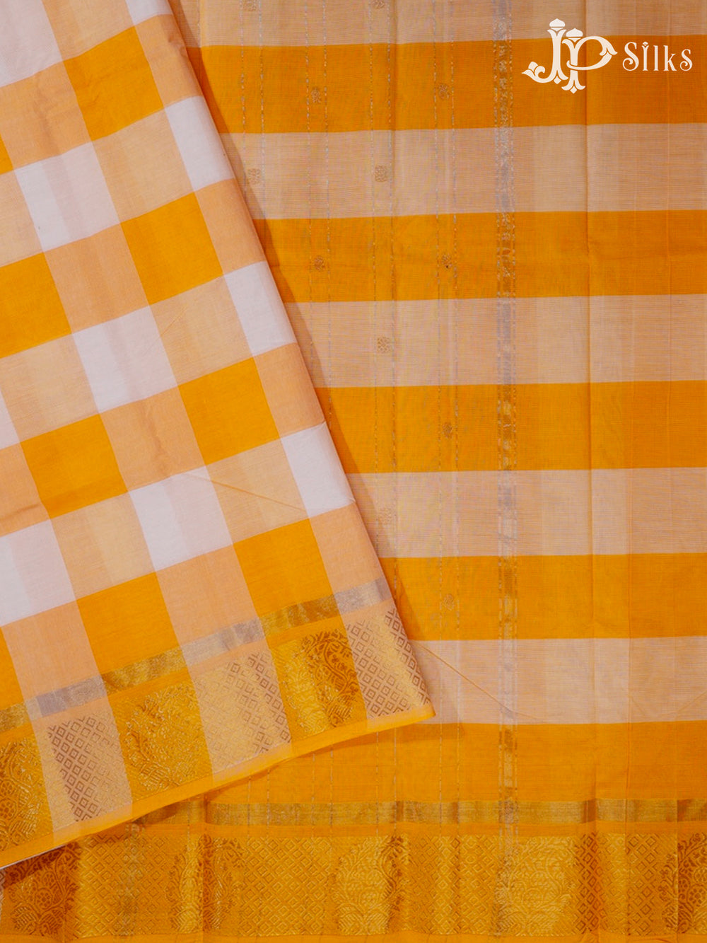 Mango Yellow & White Chettinad Cotton Saree - G399 “View2”