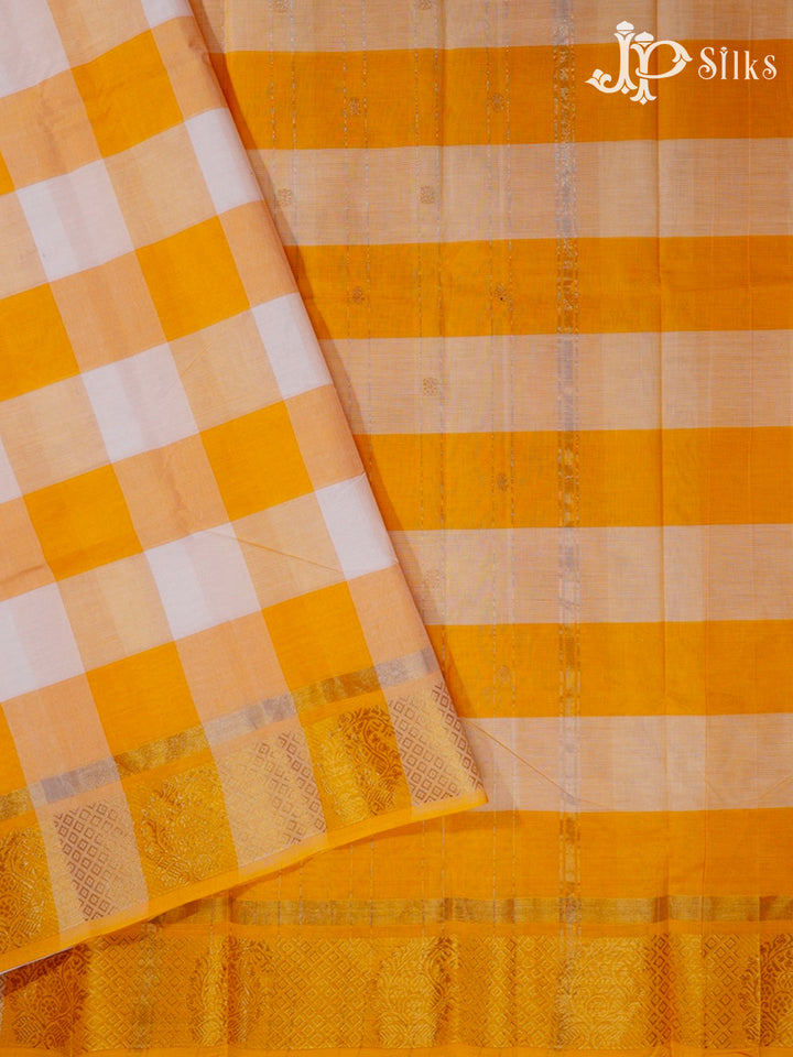 Mango Yellow & White Chettinad Cotton Saree - G399 “View2”