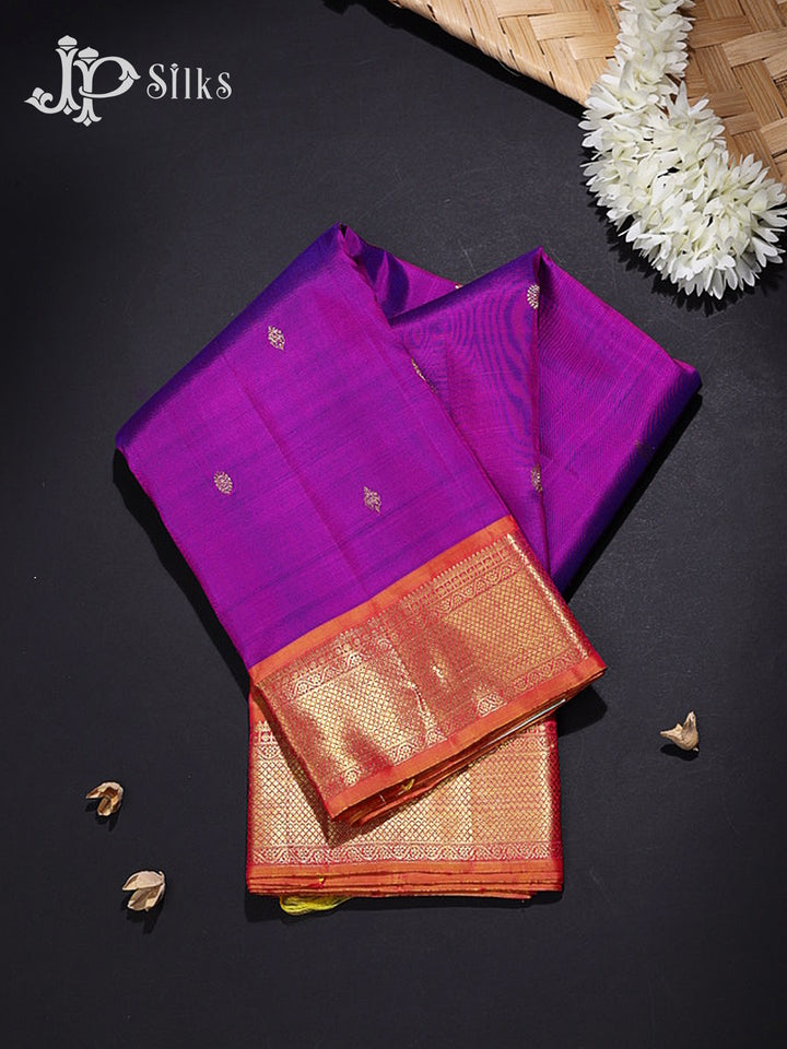 Purple & Golden Pink Kanchipuram Silk Saree - G869