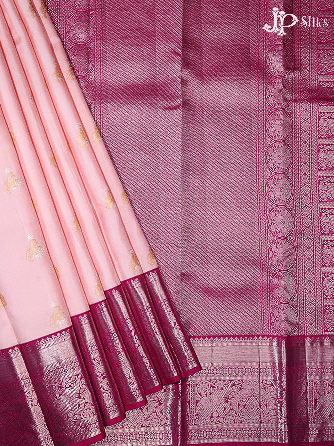 Baby Pink & Dark Hot Pink Kanchipuram Silk Saree - G851