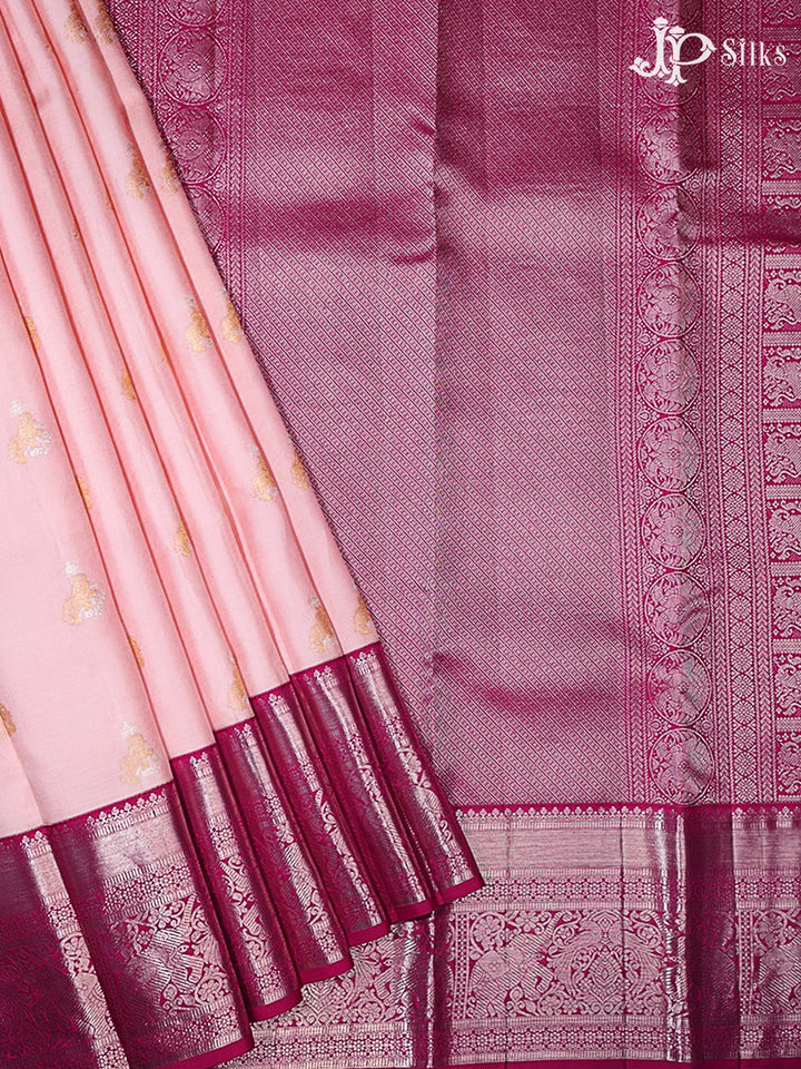Baby Pink & Dark Hot Pink Kanchipuram Silk Saree - G851