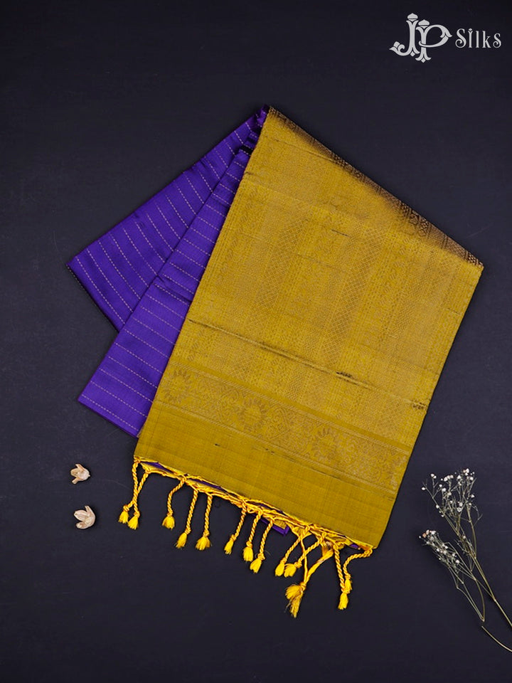 Violet And Olive Green Soft Silk Saree - E4540