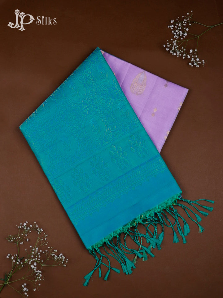 Lavender And Teal Green Soft Silk Saree - F3518
