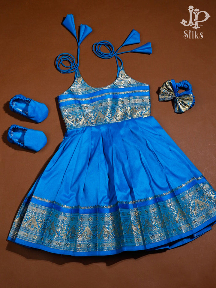 Blue Pure Silk Frock | 1 m - 8 m - F3433