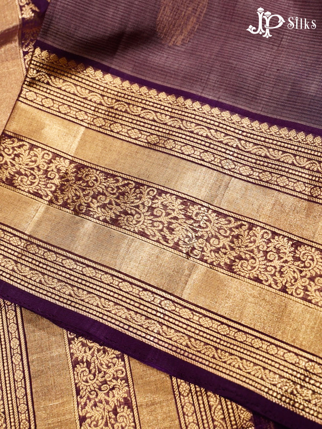 Greyish Violet and Violet Kora Cotton Saree - G340