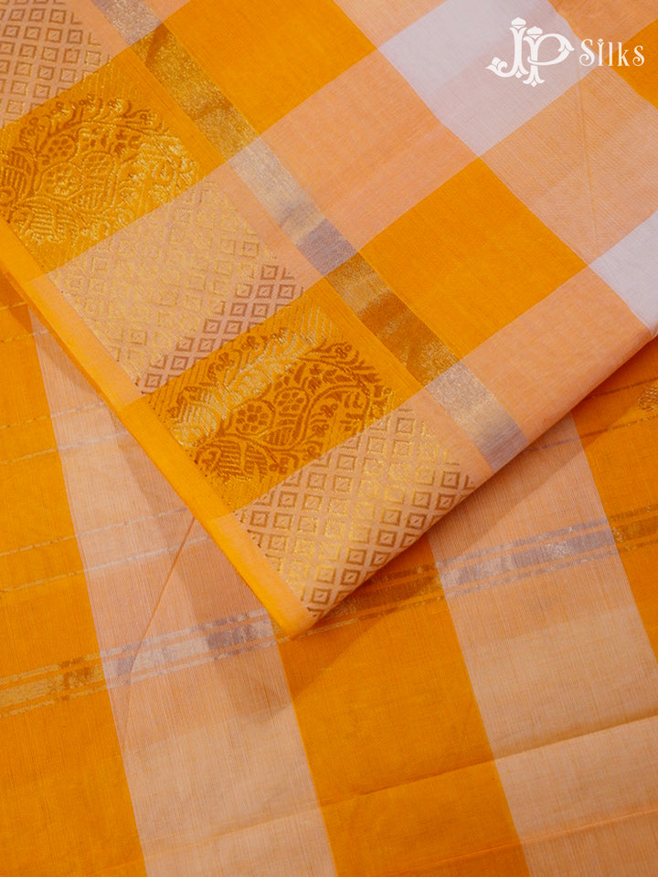 Mango Yellow & White Chettinad Cotton Saree - G399 “View5”