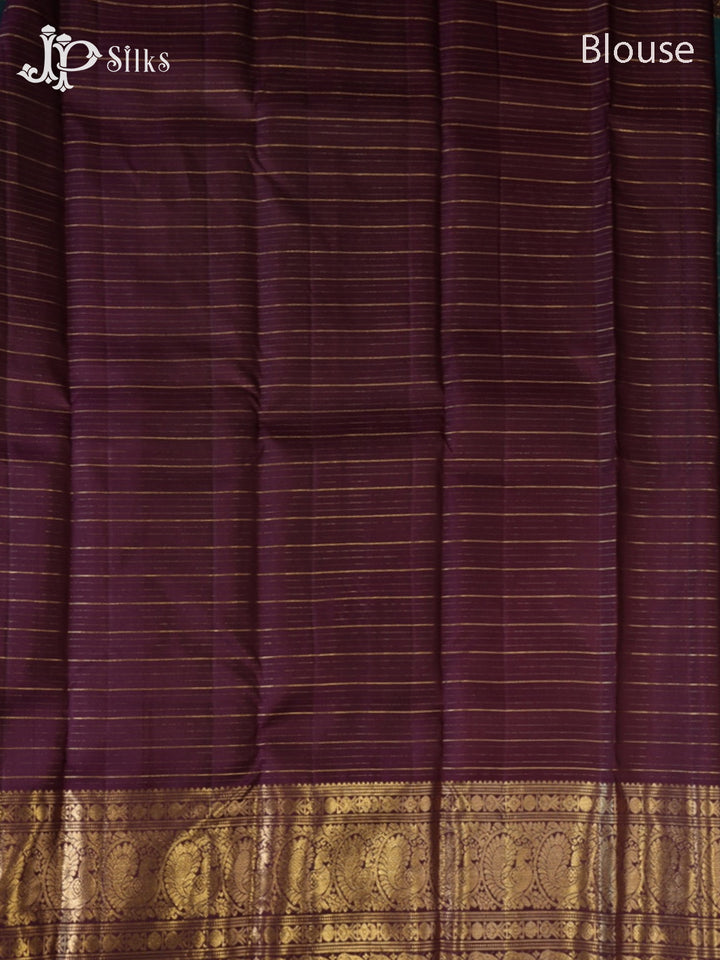 Deep Sea Green & Brown Kanchipuram Silk Saree - G856