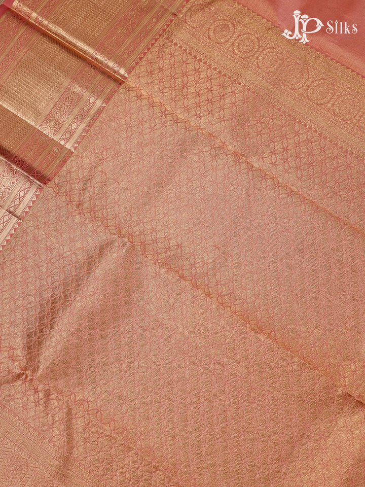 Peach Kanchipuram Tissue Fancy Silk Saree - F3573