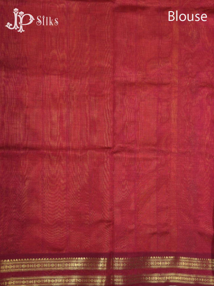 Sunset Yellow & Maroon Silk Cotton Saree - E1589